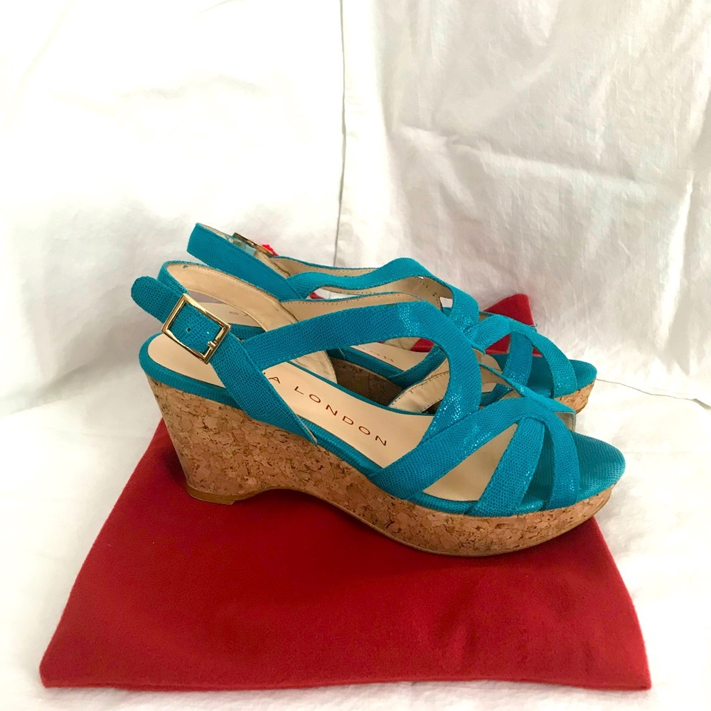 Sasha London Turquoise Suede Platform Sandals 7.5M